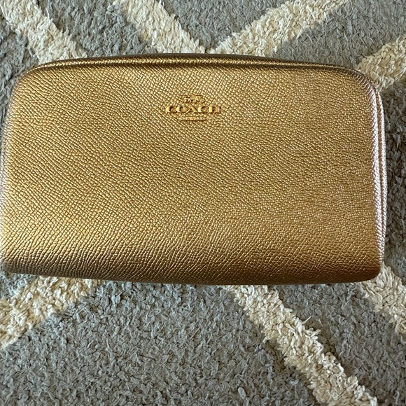 Authentic Coach Metallic Gold Cosmetic Bag - Picture 1 of 5